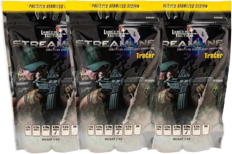 0.20g-0.30g Streamline Competition Grade Tracer Airsoft BBS (Color: Green) X3